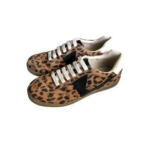 Franco Sarto Leopard Print Sneakers Women’s Size 8.5 Lace Up Casual Shoes